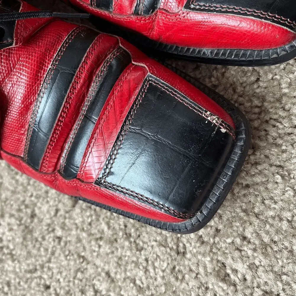 VTG 80s 90s Fortune from Liberty Red Black Reptile Leather Shoes Men’s 10